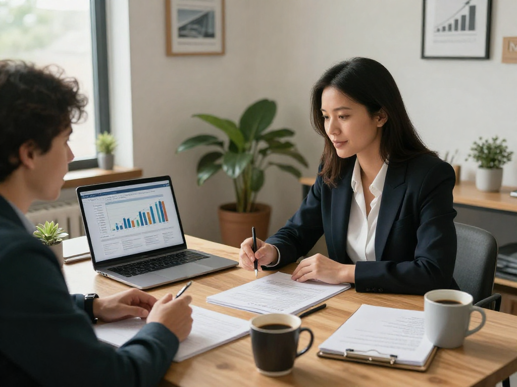 Discussing debt relief Canada options with a financial counselor in a cozy office