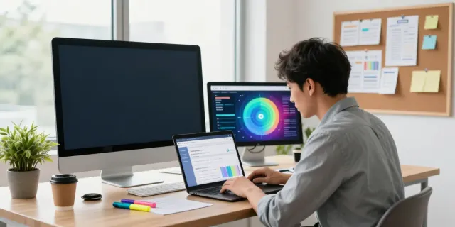 SEO specialist analyzing instant indexing strategies in a modern office.