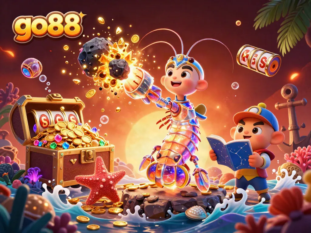 Join the adventure in go88 as the mantis shrimp bursts through asteroids for riches.