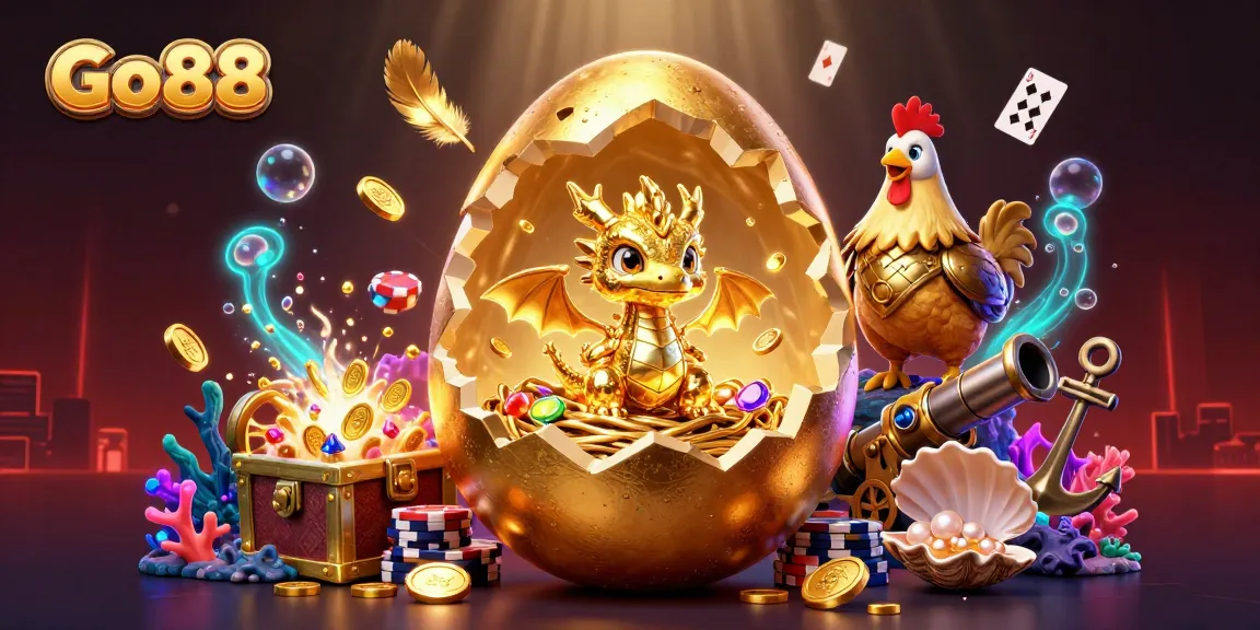 Enjoy immersive gaming experiences at Go88 with exciting elements like poker chips and golden treasures.
